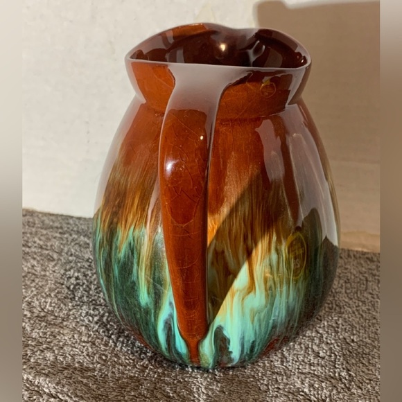 CCC Canada Art Pottery Canadian Ceramic Craft Pitcher Rainbow Drip Glaze 6" Tall - Picture 2 of 8